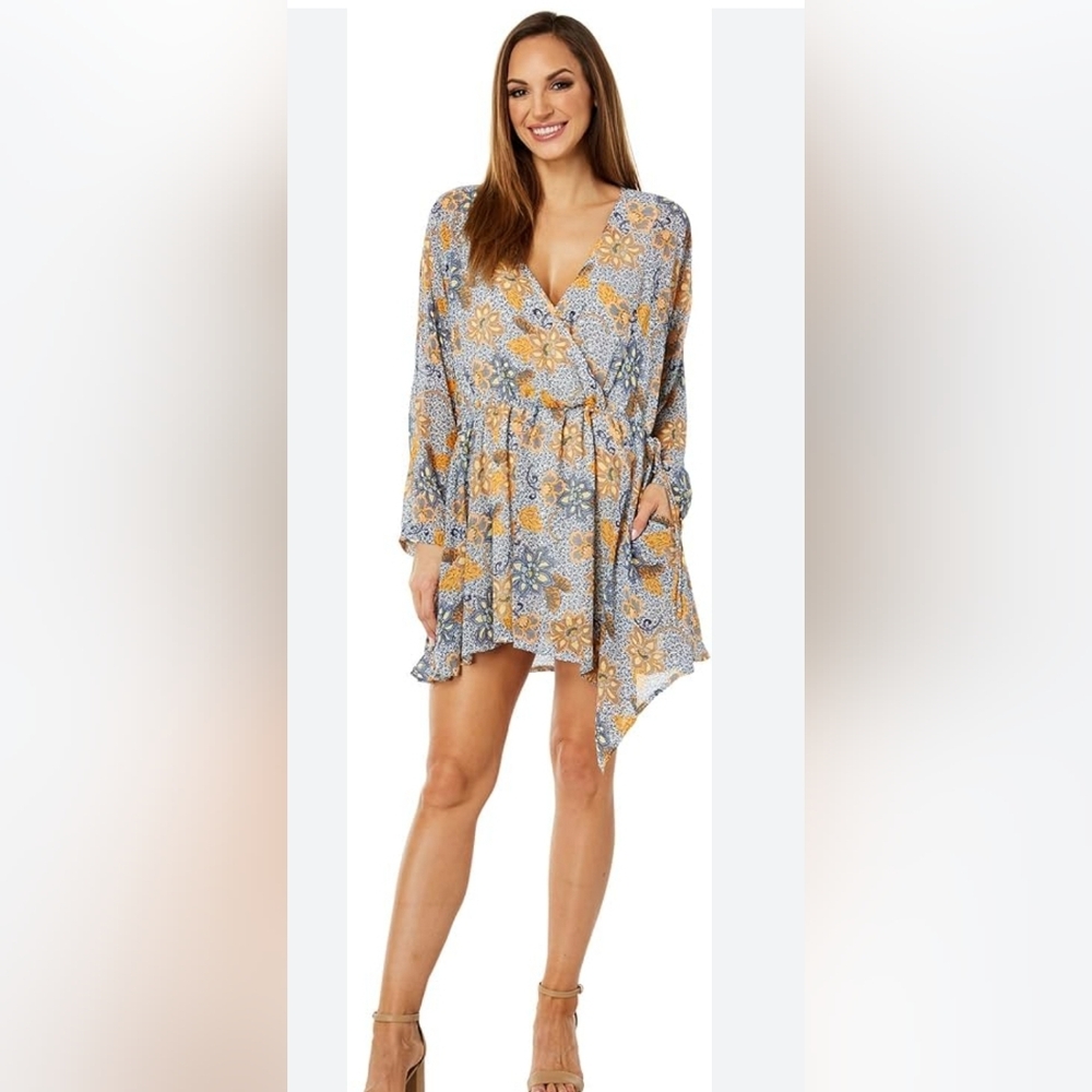 Free People Blue and Orange Plunge Sundress